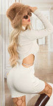 Sexy Knit Dress with Cut Out & Chain details