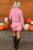 Pink Half Zip Sporty Pullover Mini Skort 2pcs Outfit