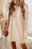 Parchment Cable Knit Drop Shoulder Loose Fit Sweater Dress