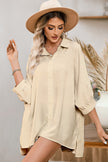 Apricot 3/4 Puff Sleeve Oversize Shirt