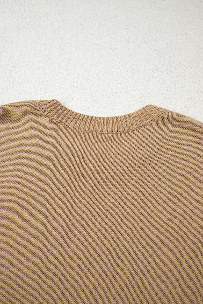 Pale Khaki Exposed Seam Drop Shoulder Oversize Sweater Mini Dress