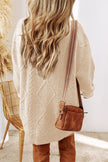 Parchment Cable Knit Drop Shoulder Loose Fit Sweater Dress
