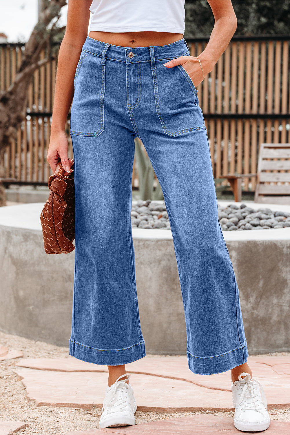 Ashleigh Blue Cropped High Rise Wide Leg Jeans