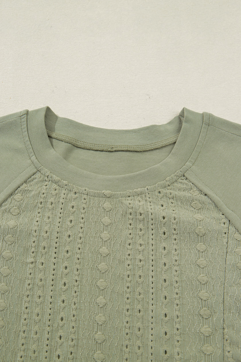 Laurel Green Jacquard Frilled Ruffled Long Sleeve Mini Dress