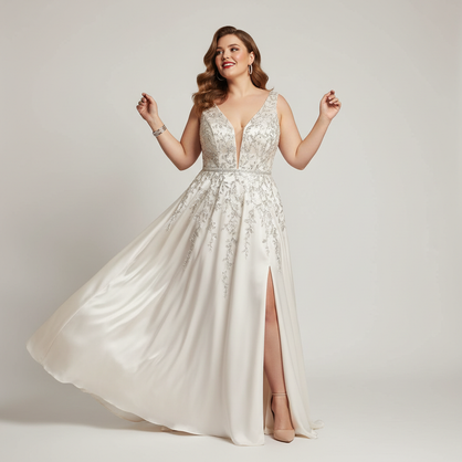 Curvy model in dress - square