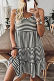 Black Stripe U Neck Sleeveless Loose Fit Mini Dress